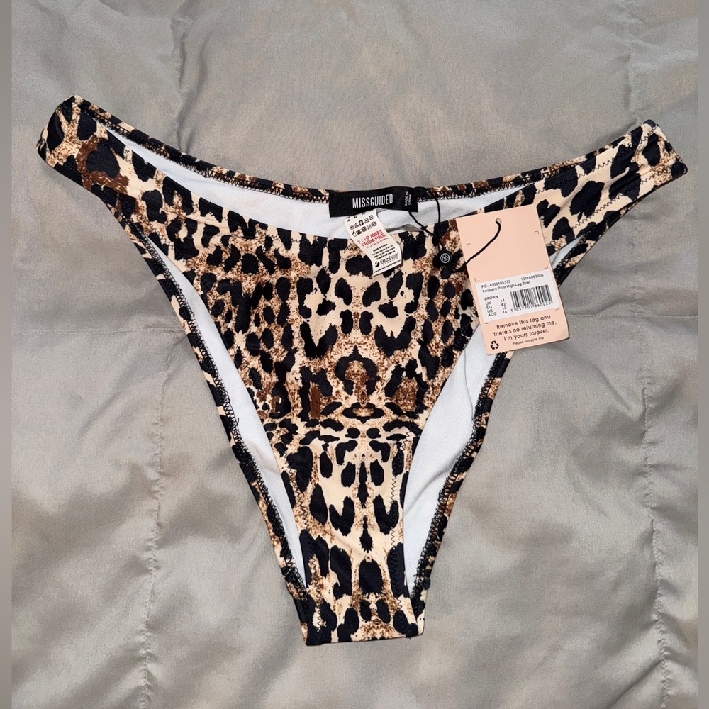 Missguided Animal Print Bikini Bottom